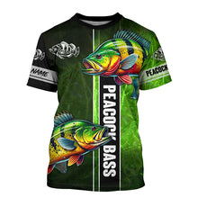 Load image into Gallery viewer, Peacock bass fishing green shirt Custom Long Sleeve Fishing Shirts, fishing gifts for men, women, kid NQS4804