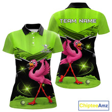 Load image into Gallery viewer, Funny Flamingo Green Women Golf Polo Shirts Custom Flamingo Team ladies golf tops, funny golf gifts NQS11675