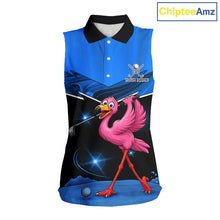 Load image into Gallery viewer, Funny Flamingo Blue Sleeveless Golf Shirt Custom Flamingo Team ladies golf tops, funny golf gifts NQS11676