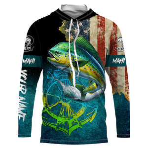 Mahi mahi fishing American flag patriotic Custom fishing Shirts jersey, fishing shirts with hood NQS3112