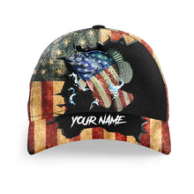 Load image into Gallery viewer, Crappie Fishing 3D American Flag Custom fishing hat Unisex Fishing Baseball Angler hat NQS3121