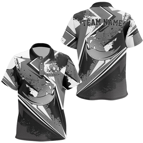 Kid golf polo shirts custom black and white golf attire for Kid, children golf tops NQS7365