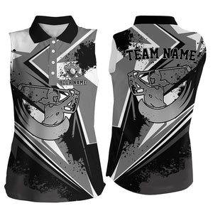 Women sleeveless polos shirt custom black and white female golf attire for women, ladies golf tops NQS7365