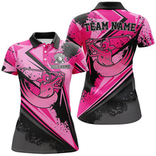 Load image into Gallery viewer, Womens golf polo shirt custom pink camo black female golf attire for women, ladies golf tops NQS7366