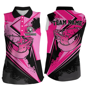 Women sleeveless polos shirt custom pink camo black female golf attire for women, ladies golf tops NQS7366