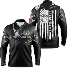 Load image into Gallery viewer, Black white camo Mens polo bowling shirts Custom American flag patriotic bowling team league jerseys NQS7367