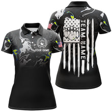 Load image into Gallery viewer, Black white camo Women bowling polo shirt Custom American flag patriotic bowling team league jerseys NQS7367