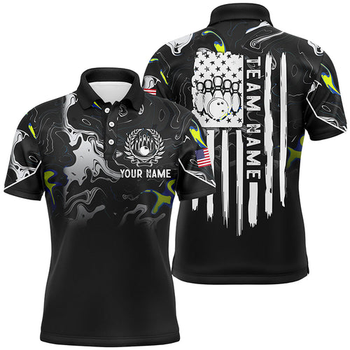 Black white camo Mens polo bowling shirts Custom American flag patriotic bowling team league jerseys NQS7367