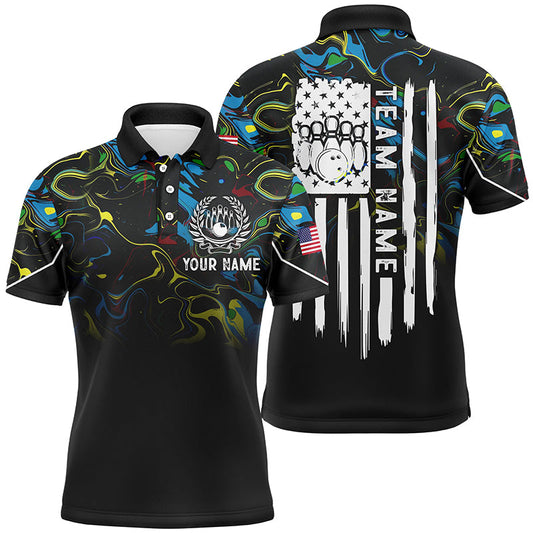 Colorful camo Mens polo bowling shirts Custom American flag patriotic bowling team league jerseys NQS7368