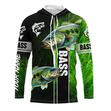 Load image into Gallery viewer, Largemouth Bass Fishing green Customize Name Long Sleeve Fishing Shirts, personalized fishing gifts NQS1725