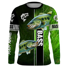 Load image into Gallery viewer, Largemouth Bass Fishing green Customize Name Long Sleeve Fishing Shirts, personalized fishing gifts NQS1725