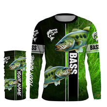 Load image into Gallery viewer, Largemouth Bass Fishing green Customize Name Long Sleeve Fishing Shirts, personalized fishing gifts NQS1725