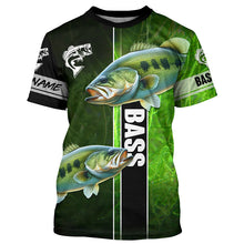 Load image into Gallery viewer, Largemouth Bass Fishing green Customize Name Long Sleeve Fishing Shirts, personalized fishing gifts NQS1725