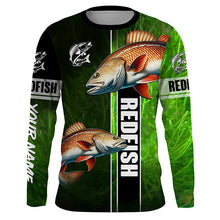 Load image into Gallery viewer, Redfish puppy drum Fishing green Customize Long Sleeve Fishing Shirts, fishing gifts for Fisherman NQS1727