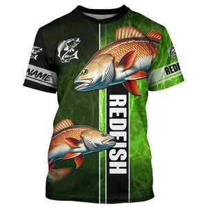 Redfish puppy drum Fishing green Customize Long Sleeve Fishing Shirts, fishing gifts for Fisherman NQS1727