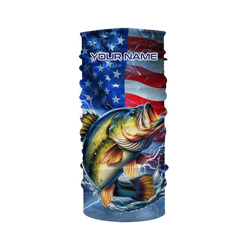 Largemouth Bass fishing American flag Long Sleeve Fishing Shirt custom Lightning Bass fishing jersey NQS7702