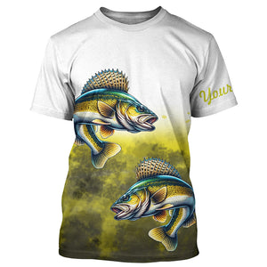 Walleye Fishing custom UV protection Fishing shirts, Walleye fishing jerseys NQS649