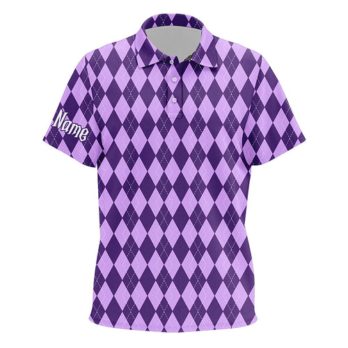 Purple argyle Halloween Seamless pattern custom Kid golf polo shirts, golf attire for kid NQS8143