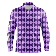 Load image into Gallery viewer, Purple argyle Halloween Seamless pattern custom Mens golf polo shirts, golf attire for men NQS8143