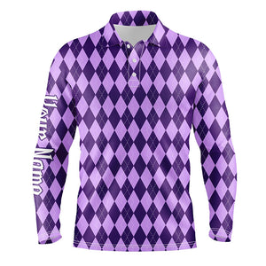 Purple argyle Halloween Seamless pattern custom Mens golf polo shirts, golf attire for men NQS8143