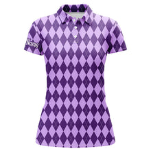 Load image into Gallery viewer, Purple argyle Halloween pattern custom Womens golf polo shirts, golf attire for women NQS8143