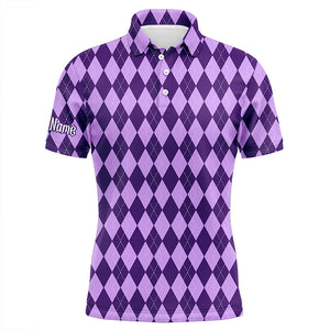 Purple argyle Halloween Seamless pattern custom Mens golf polo shirts, golf attire for men NQS8143