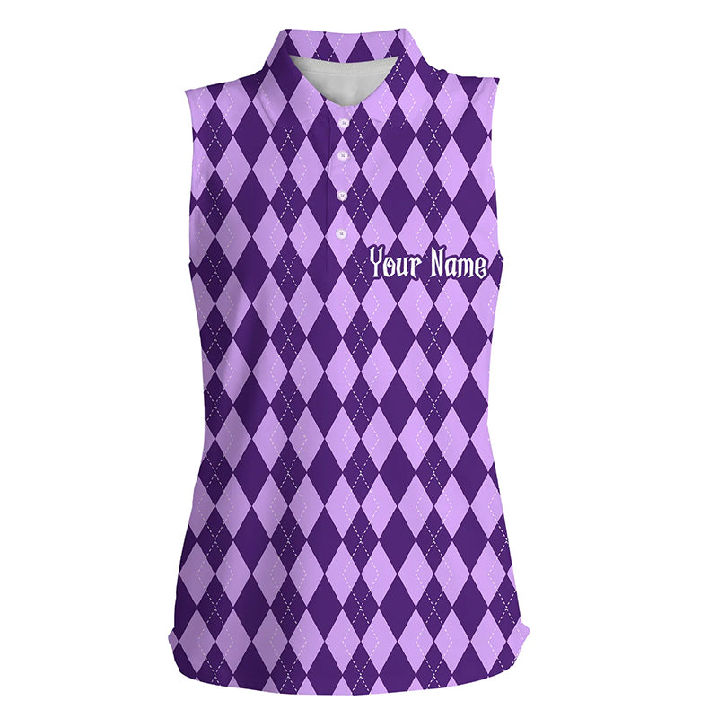 Purple argyle Halloween Seamless pattern custom Women sleeveless golf polo shirt NQS8143