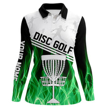 Load image into Gallery viewer, Green Flame Women disc golf polo shirts custom disc golf jerseys frisbee golf shirt NQS8370