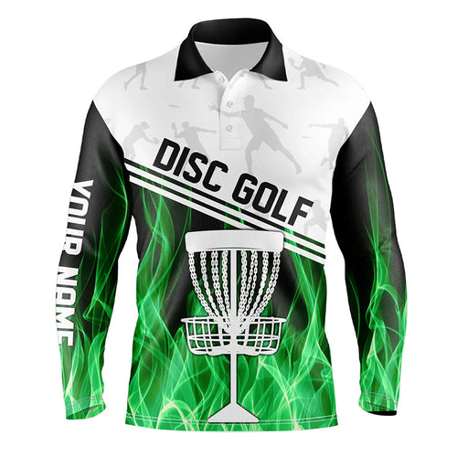 Green Flame Men disc golf polo shirts custom disc golf jerseys disc golf shirt NQS8370