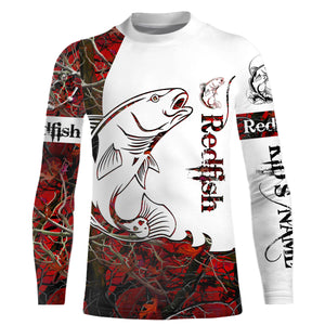 Redfish Puppy Drum fishing red muddy camo custom UV protection quick dry UPF 30+ NQS917