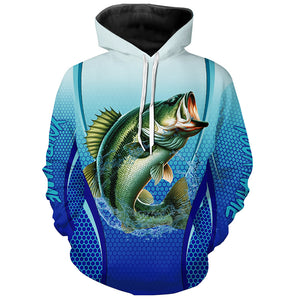 Largemouth bass Fishing blue Bass jersey customize Hoodie, Sweatshirt fishing apparel NQS2313