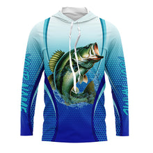 Load image into Gallery viewer, Largemouth bass Fishing blue camo Bass jersey custom name long sleeves shirts fishing apparel NQS2313