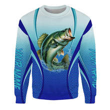 Load image into Gallery viewer, Largemouth bass Fishing blue Bass jersey customize Hoodie, Sweatshirt fishing apparel NQS2313