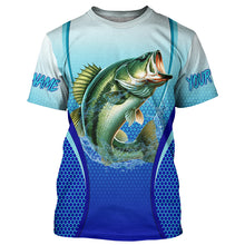 Load image into Gallery viewer, Largemouth bass Fishing blue camo Bass jersey custom name long sleeves shirts fishing apparel NQS2313