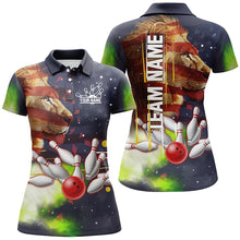 Load image into Gallery viewer, American flag Lion Bowling Polo, Quarter Zip Shirt For Women Custom Patriotic Bowling Team Jerseys NQS8565