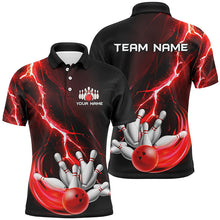 Load image into Gallery viewer, Men&#39;s bowling Polo, 1/4 Zip shirts Custom red lightning thunder Bowling Team Jersey, gift for Bowlers NQS8821