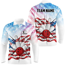 Load image into Gallery viewer, Personalized American Flag Bowling Team Shirts For Men, Patriotic Bowling Gifts NQS8822
