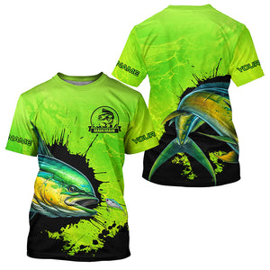 Personalized Mahi mahi fishing Performance long sleeve Fishing Shirt, Dorado fishing jerseys | Green NQS6921