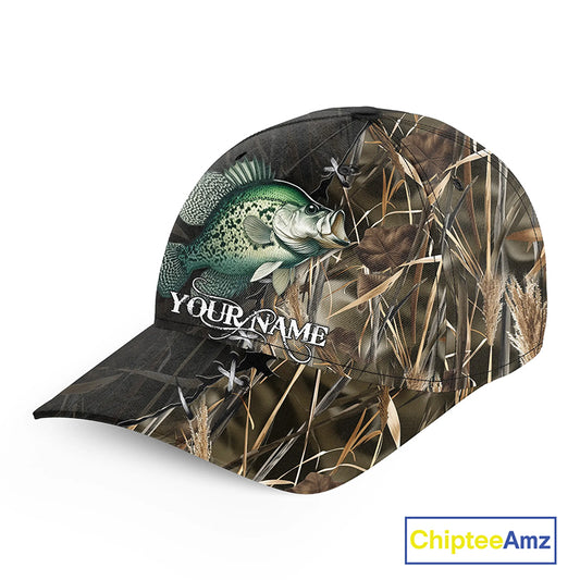 Crappie fishing camo Custom fishing hat Unisex Fishing Baseball Crappie Angler fishing cap NQS11343