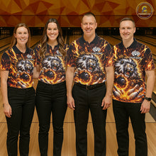Load image into Gallery viewer, Gold Lightning Thunder Angry Lion Bowling Shirts for Women Custom Lion Bowling Team jersey NQS11681