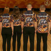 Load image into Gallery viewer, Gold Lightning Thunder Angry Lion Bowling Shirts for Women Custom Lion Bowling Team jersey NQS11681