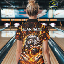 Load image into Gallery viewer, Gold Lightning Thunder Angry Lion Bowling Shirts for Women Custom Lion Bowling Team jersey NQS11681