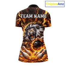 Load image into Gallery viewer, Gold Lightning Thunder Angry Lion Bowling Shirts for Women Custom Lion Bowling Team jersey NQS11681