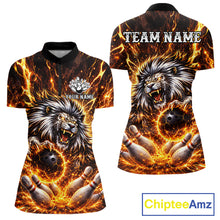 Load image into Gallery viewer, Gold Lightning Thunder Angry Lion Bowling Shirts for Women Custom Lion Bowling Team jersey NQS11681