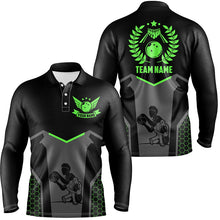 Load image into Gallery viewer, Black Bowling Jersey For Men Custom Retro Bowling Shirts For Team Bowlers | Green NQS7550