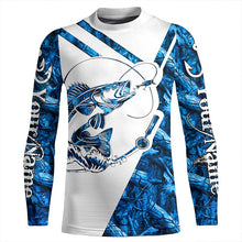 Load image into Gallery viewer, Walleye Fishing blue camo UV protection Custom long sleeves fishing shirts, Walleye fishing jerseys NQS7942