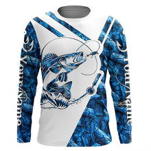 Load image into Gallery viewer, Walleye Fishing blue camo UV protection Custom long sleeves fishing shirts, Walleye fishing jerseys NQS7942