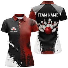 Load image into Gallery viewer, Black and red Bowling Polo, Quarter Zip Shirt For Women Custom Bowling Team jerseys, gift for bowlers NQS7948