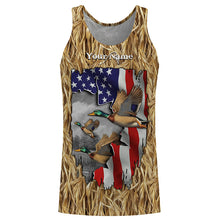 Load image into Gallery viewer, Duck hunting Camo American Flag patriotic Customize Name 3D All Over Printed Shirts NQS659