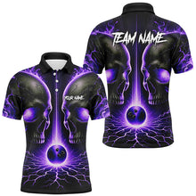 Load image into Gallery viewer, Purple Flame Custom Skull Bowling Shirts For Men, Skull Bowling Team Shirts NQS8373